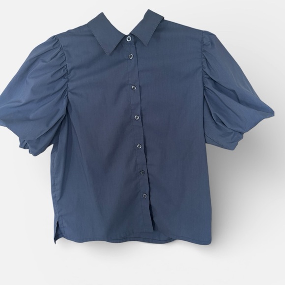 BY DESIGN Abigail Puff Sleeve Button-Up Top with Maxi Skirt Set, Medium - Picture 5 of 10